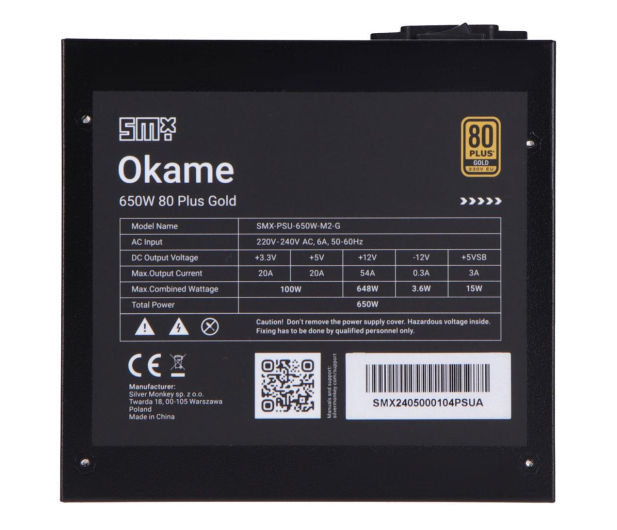 Silver Monkey X Okame M2 650W 80 Plus Gold EU - 1246875 - zdjęcie 7